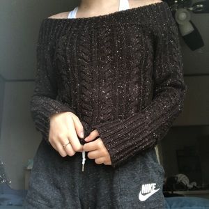Off the shoulder brown sweater
